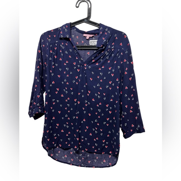Tops - Navy‎ Blue Heart Blouse
